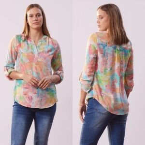 NWT Zac & Rachel Multi Color Pink Printed Blouse